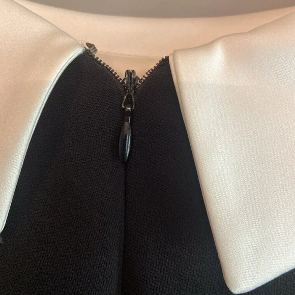 Teri Jon Rickie Freeman Formal Cream Satin & Black Plus Size 16 Shift Dress - Picture 7 of 8